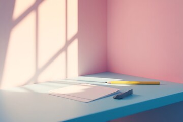 Pastel Corner Workspace with Sunlight