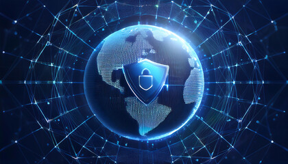 global internet security concept with binary code