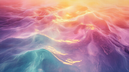 Serene sunset over tranquil ocean waves, reflecting vibrant colors, evoking calm and beauty