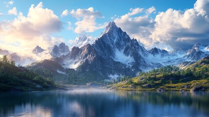 Fototapeta premium Breathtaking Panorama of Nature: Majestic Mountain Landscape at Its Fine
