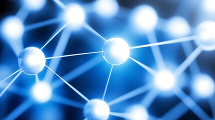 Abstract representation showing a connected network with bright spherical nodes