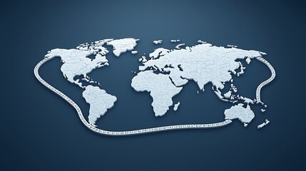 Naklejka premium Global Network for World Map, Digital Connection.