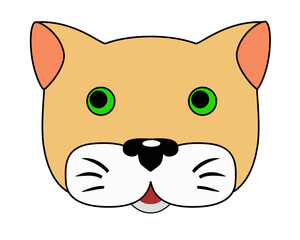 Ginger cat - vector full color illustration. Kitten head - cute picture, baby, smile. Red cat	