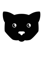 Cute black cat silhouette - stock illustration for logo or pictogram. Cat's face - for a sign or icon. Silhouette black cat head.	