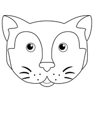 Cute cat - vector linear illustration for coloring. The cat's face is for a coloring book. Cat head. Outline