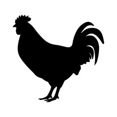 A simple and elegant silhouette of a hen, showcasing its distinctive body shape, comb, and beak. Perfect for farm-themed designs, poultry industry branding, rustic decorations, and minimalist animal