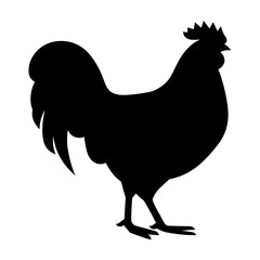 A simple and elegant silhouette of a hen, showcasing its distinctive body shape, comb, and beak. Perfect for farm-themed designs, poultry industry branding, rustic decorations, and minimalist animal