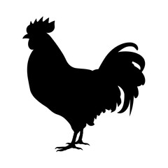 A simple and elegant silhouette of a hen, showcasing its distinctive body shape, comb, and beak. Perfect for farm-themed designs, poultry industry branding, rustic decorations, and minimalist animal