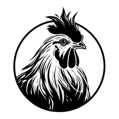 A simple and elegant silhouette of a hen, showcasing its distinctive body shape, comb, and beak. Perfect for farm-themed designs, poultry industry branding, rustic decorations, and minimalist animal