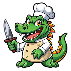 Obraz premium Crocodile Chef Mascot with Knife