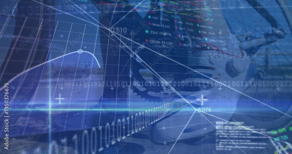 Poster futuristic technology interface with digital data and graphs showcasing innovation