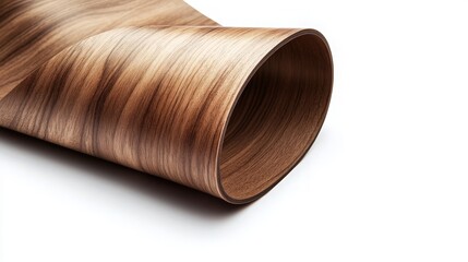 Rolled Wooden Veneer on White Surface - A Versatile Interior Design Material for Creative Projects and Elegant Decor