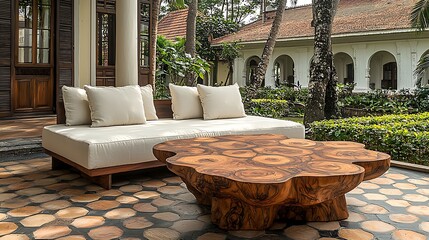Tropical Patio Sofa & Coffee Table
