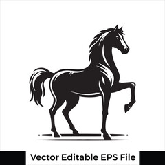 A horse  Standing with one leg raised