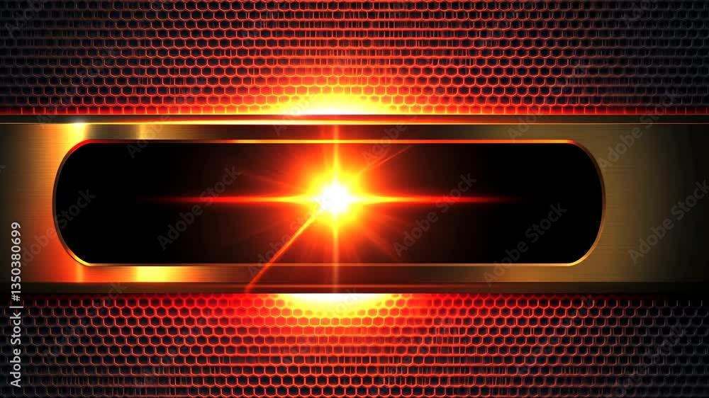 Poster hexagonal abstract metal background with glowing light effects generative ai