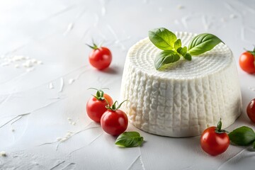 Ricotta Cheese on White Background