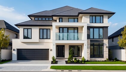 Fototapeta premium Modern Real Estate House Exterior Close Up Photography