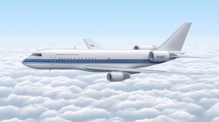 Obraz premium Airplane Soaring Above the Clouds: A High-Altitude Flight