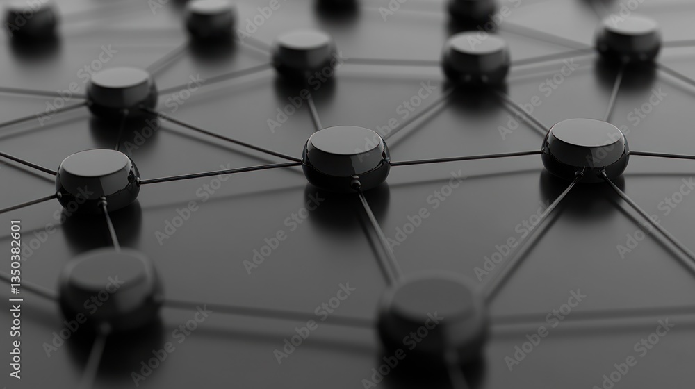 Poster abstract network connection: interlinked nodes in a dark setting