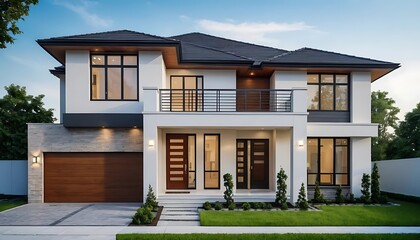 Fototapeta premium Fine Architectural Details of a Luxurious Home Exterior in Close Up
