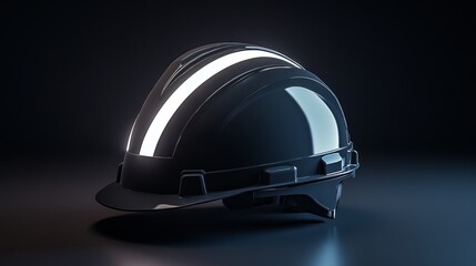 Fototapeta premium A Construction Helmet with a Reflective Strip: Essential Safety Gear for Maximum Protection on Job Sites