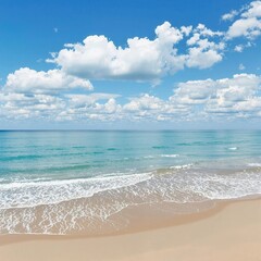 The sky is blue and cloudy, and the ocean is calm