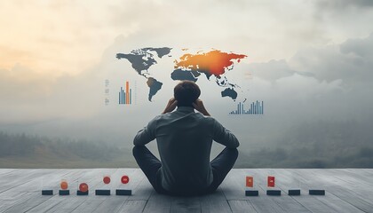 Global Strategy: Man Contemplates Future Growth.