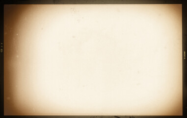 Vintage sepia photo lens vignette template with some dust and scratches on transparent background...