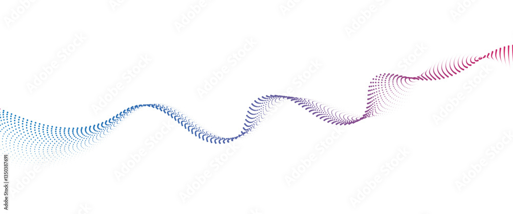 Poster flowing dot wave halftone gradient pattern on transparent background