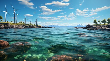 Coastal Wind Farm Serenity: Sustainable Energy Meets Natural Beauty