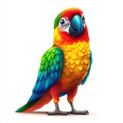 Fototapeta premium Colorful parrot standing on white background.