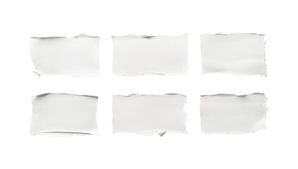 White ripped paper torn edges strips isolated on transparent background
