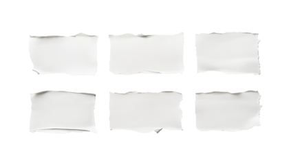 White ripped paper torn edges strips isolated on transparent background
