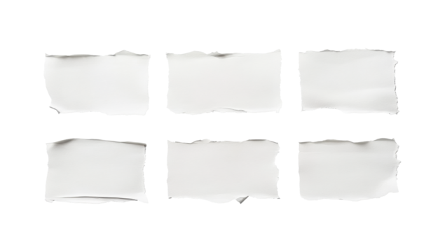 White ripped paper torn edges strips isolated on transparent background

