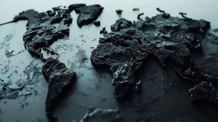Dark World Map, Global Crisis, Background Blur