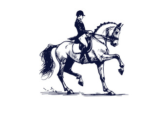 Equestrian hand drawn sketch vector illustration