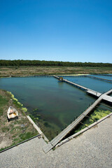 The historic fish farm of Sa Pischera 'e Mar 'e Pontis, Cabras. Province of Oristano, Sinis...
