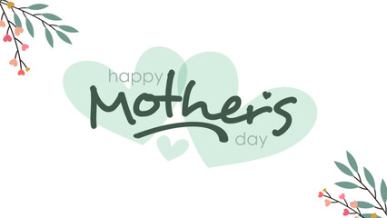 Happy Mother's Day Calligraphy Symbol on a cute heart shaped light green background