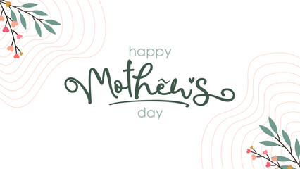 Happy Mother's Day Calligraphy Symbol on white background and floral ornament line decoration