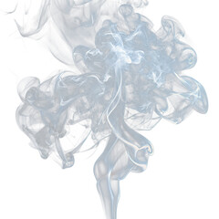 Abstract smoke swirling in gray and black patterns on a white background