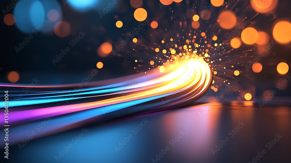 Poster abstract light rays bursting from central point