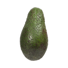 Single Fresh Avocado Isolated on White Background in Close-Up View, isolated png background.