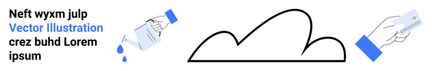 Hand pouring water and wiping cloud icon, symbolizing environmental impact, sustainability, and fresh starts. Ideal for eco-awareness, climate change, renewal, innovation, creativity ecology simple