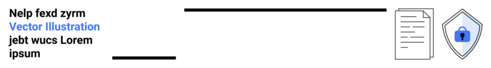 Obraz premium File document next to protective shield with a digital lock. Ideal for security, privacy, encryption, cybersecurity, confidentiality, data protection, flat landing page banner