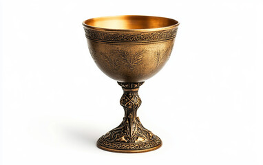 Sacred Chalice of Wine Symbolizing the Last Supper Isolated on White Background.