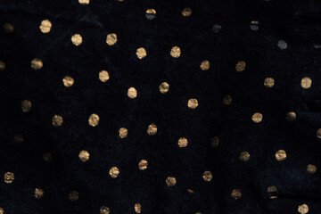 black suede with metallic gold polka dots