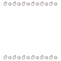 シンプルな苺と花の正方形フレーム枠