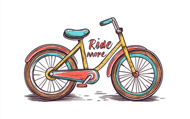 Fototapeta premium Cheerful Bicycle Illustration Encouraging Fun Rides Isolated on White Background.