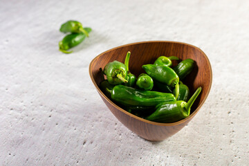 Fresh green Spanish Pimientos de Padron pepper