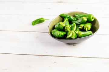 Fresh green Spanish Pimientos de Padron pepper